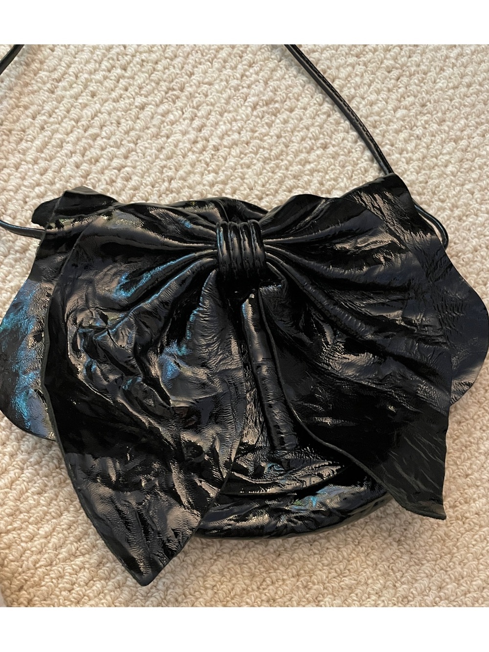 Susan Farber Black Patent Bow Crossbody Bag